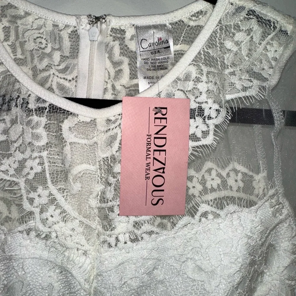 NWT NEW Wedding Women Carolina Dress, Size L, White lace short long sleeve party - Picture 8 of 16